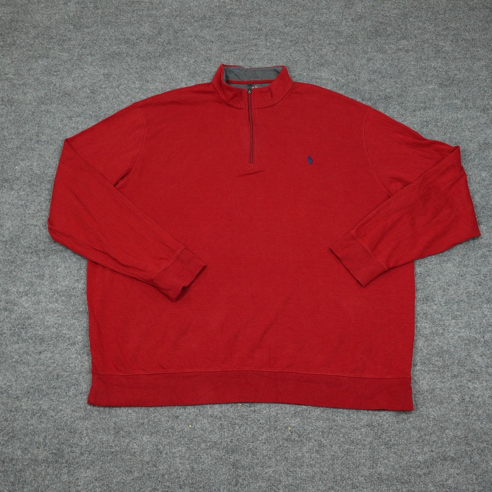 Polo Ralph Lauren Shirt Mens 3XB Red Quarter Zip Pullover Big & Tall Pony Logo